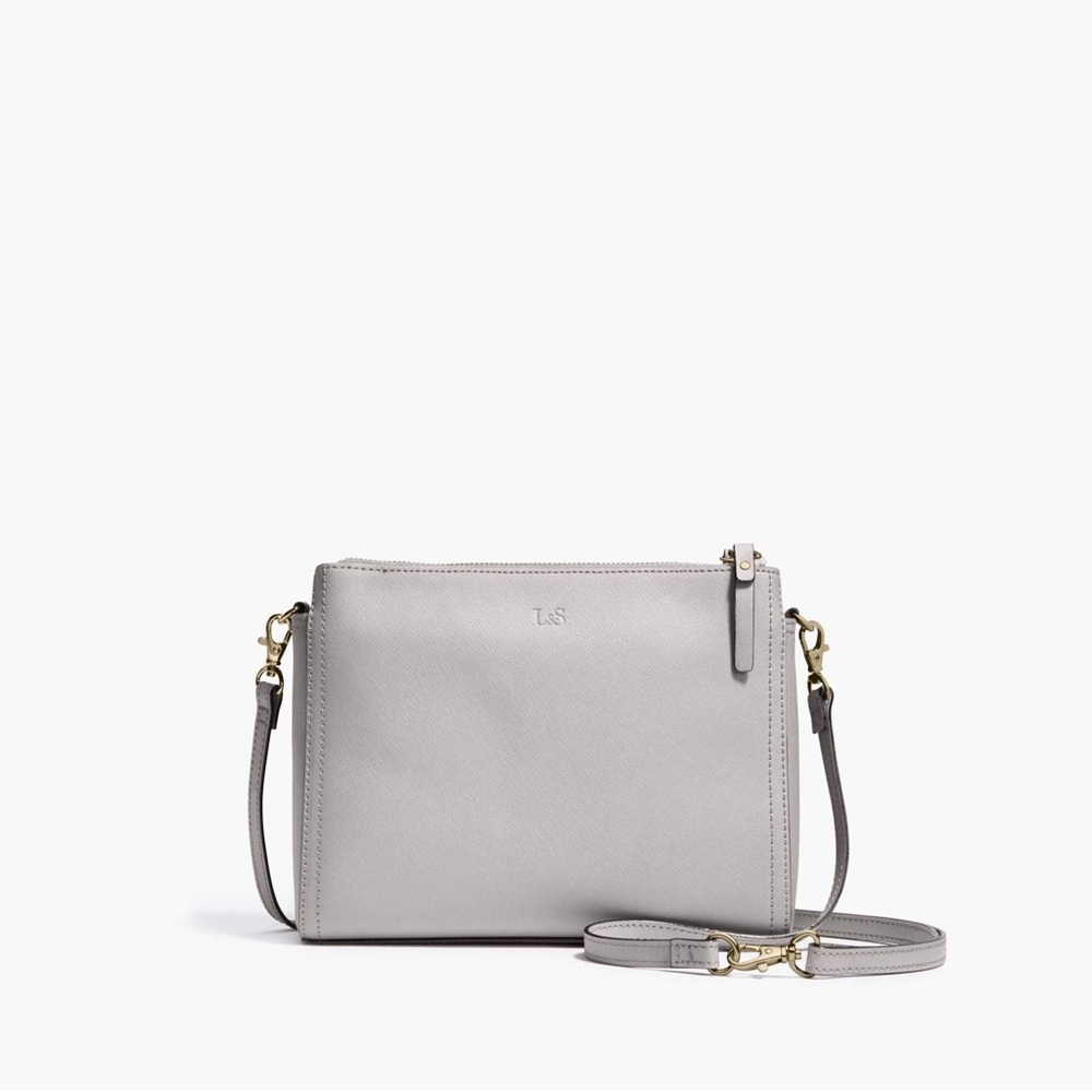 Lo & Sons Pearl Saffiano Leather - Light Grey Exterior/ Gold Hardware